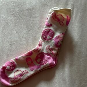 Pink and White Patterned Socks